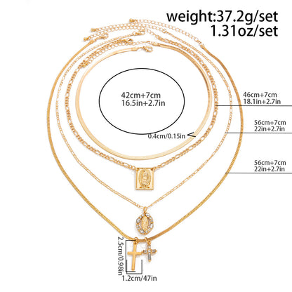 Layered Cross Pendant Necklace - Long Love Knot & Bow Choker for Women | Dainty Layering Chains