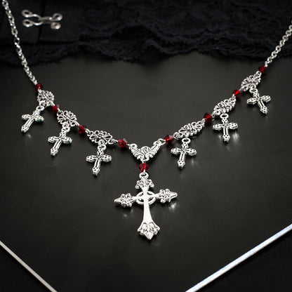 Hip-Hop Cross Pendant Sweater Chain Necklace Gothic Style Clavicle Chain