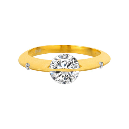 S925 Sterling Silver Matte Cosmic Star Rotatable Ring Planet Sparkling Niche Design Sivler Ring