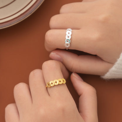 S925 Sterling Silver Ring Money Comes in Abundance Copper Coin Ring New Chinese Style National Trend Crushed Ice Five Emperor Coins Fashion CNC Ring