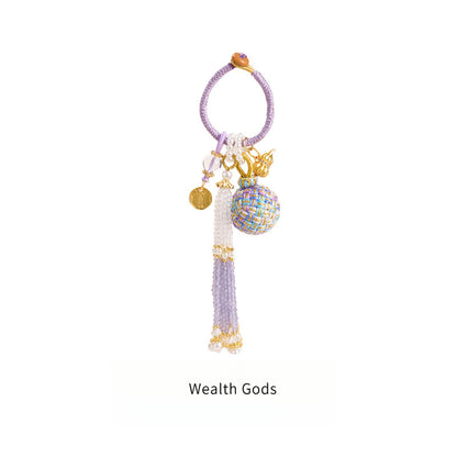 'Make It Happen' Purple Crystal Wish Fulfilling Bag Charm - Temple Style Rope Spiritual Pendant