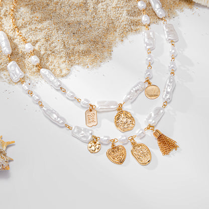 French-Inspired Pearl Beaded Necklace Dainty Layering Chain Y2K Jewelry for Women