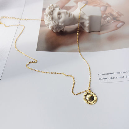 S925 Sterling Silver Pendant Necklace Layered Star Moon Glossy Clavicle Necklace