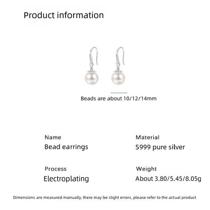 S999 Sterling Silver Imitation Pearl Inlaid with Shiny Zircon Ear Hook Earrings
