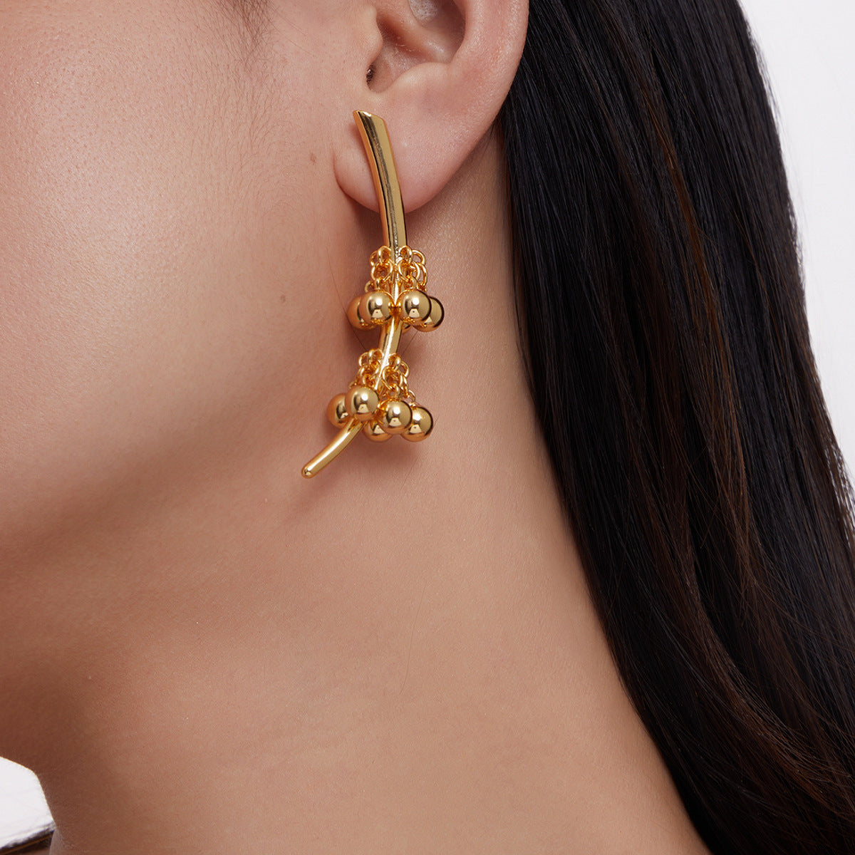 18K Gold Plated Beaded Fringe Earrings - Light Luxury Handmade Tassel Dangle Earrings | Y2K Minimalist Statement Jewelry