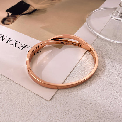 Titanium Steel Roman Numerals with Zircon | Stackable Women's Jewelry