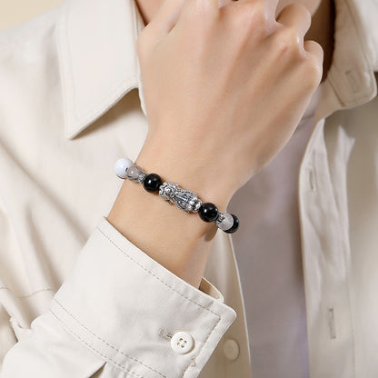 999 Pure Silver Lucky Pi Xiu Couple Bracelet - Chinese Knotwork Rope for Him & Her | Fu Symbol Protection Jewelry | Unique Valentine's Day Gift