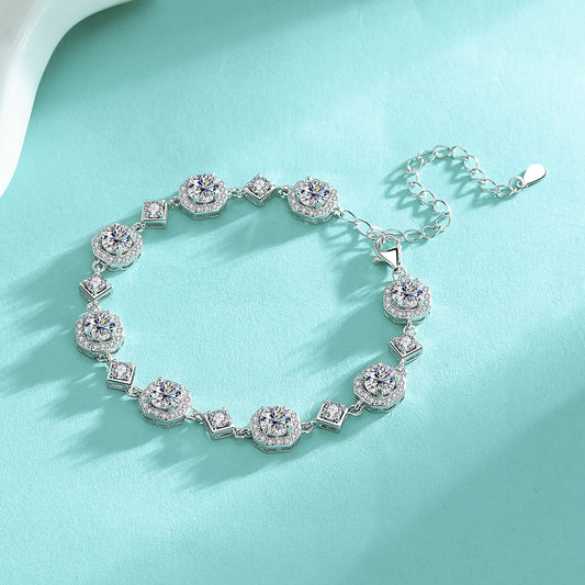 S925 Sterling Silver Bracelet Fashion Moissanite Bracelet