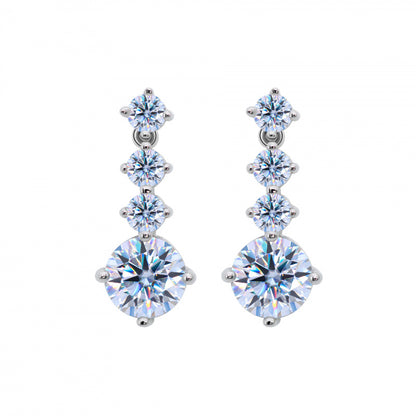 S925 Sterling Silver Earrings Pulsatile Heart Round Moissanite