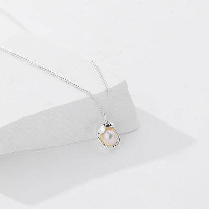 S925 Sterling Silver INS Shell Pearl Necklace Clavicle Chain Irregular Sweater Chain