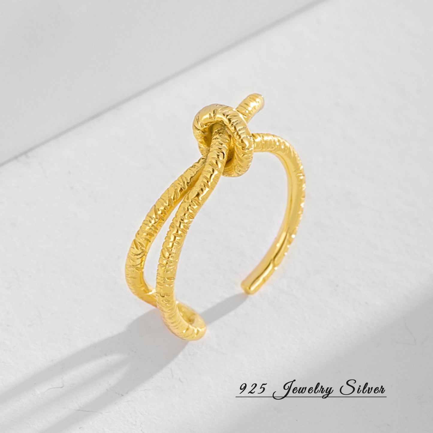 Irregular Creative Line Knotted Ring S925 Sterling Silver Ring Personality Bends and Hitches Lines Open Ring