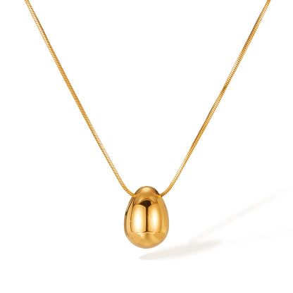 Teardrop Pendant Titanium Steel Necklace for Women - Minimalist Dainty Stainless Steel Jewelry | Trendy Versatile Layering Chain