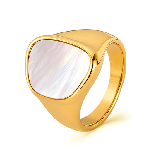 Minimalist Geometric Seashell Ring – Titanium Steel Women's Band, Edgy Stylish Jewelry