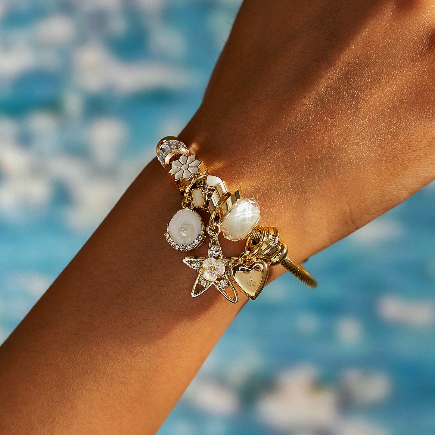 Adjustable Star & Heart Bracelet for Women - Trendy Stainless Steel Alloy Cuff | Versatile Dainty Hand Jewelry