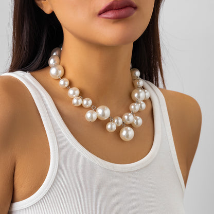 Light Luxury French Retro Imitation Pearl Necklace for Women Punk Style Necklace