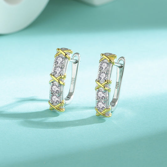 Fashion S925 Sterling Silver Ear Cuffs Moissanite New Hoop Versatile Earrings